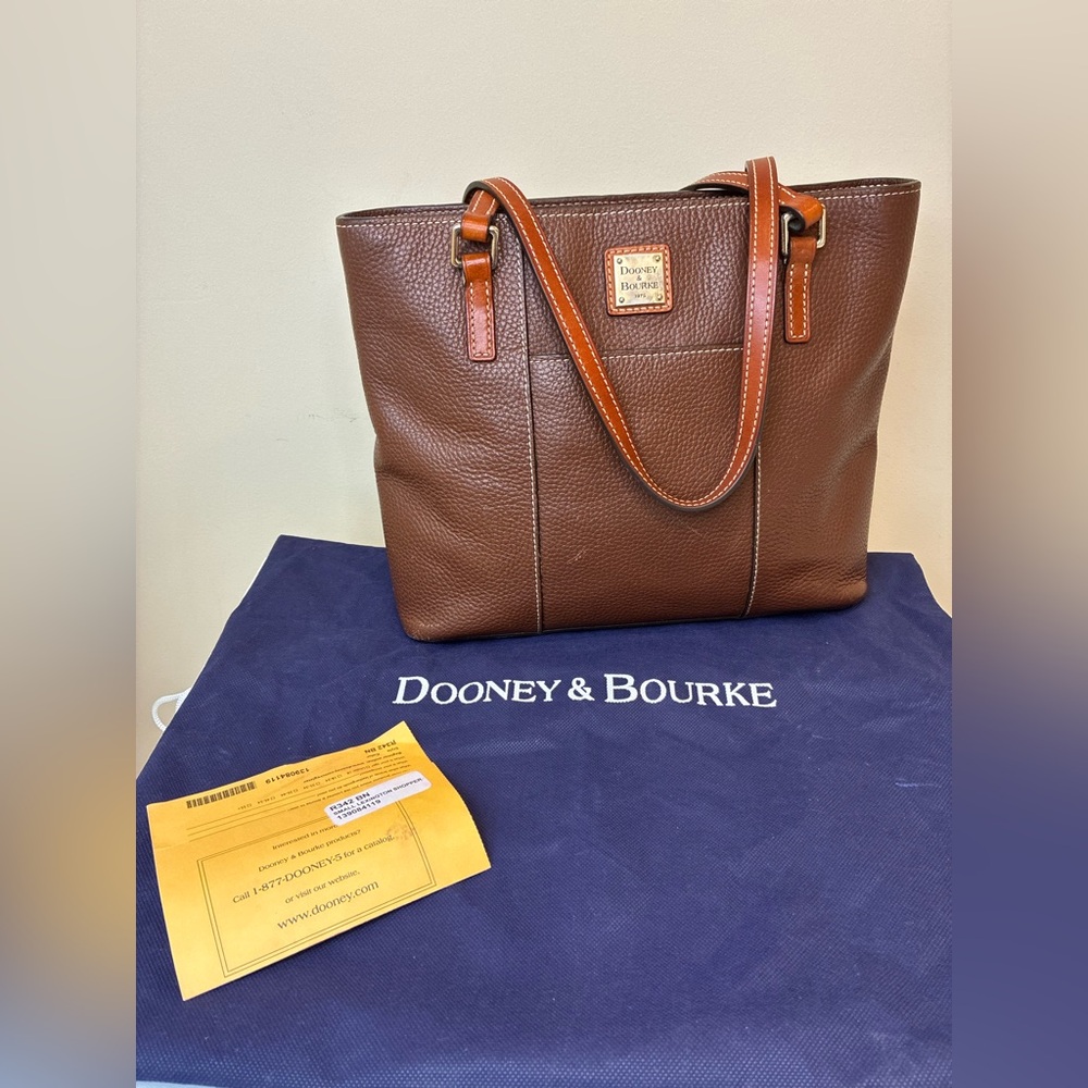 Dooney & Bourke Pebble Grain Small Lexington Tote Bag in Chestnut Leather.